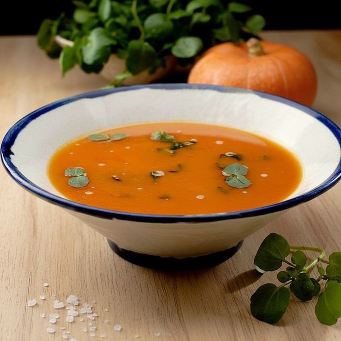 Sopa de Abóbora com Gengibre e Agrião Low Carb