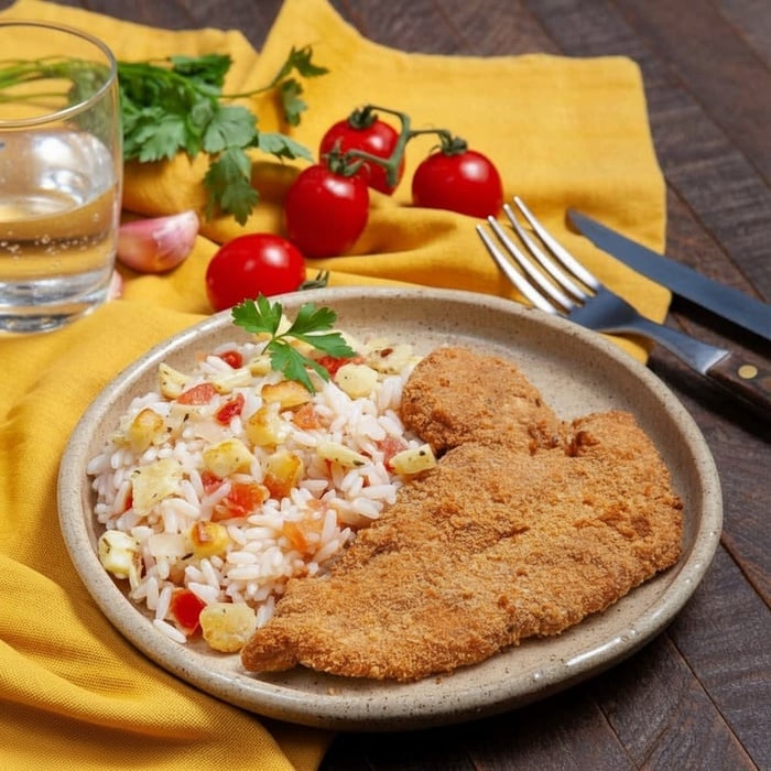 Frango, Arroz e Queijo Coalho