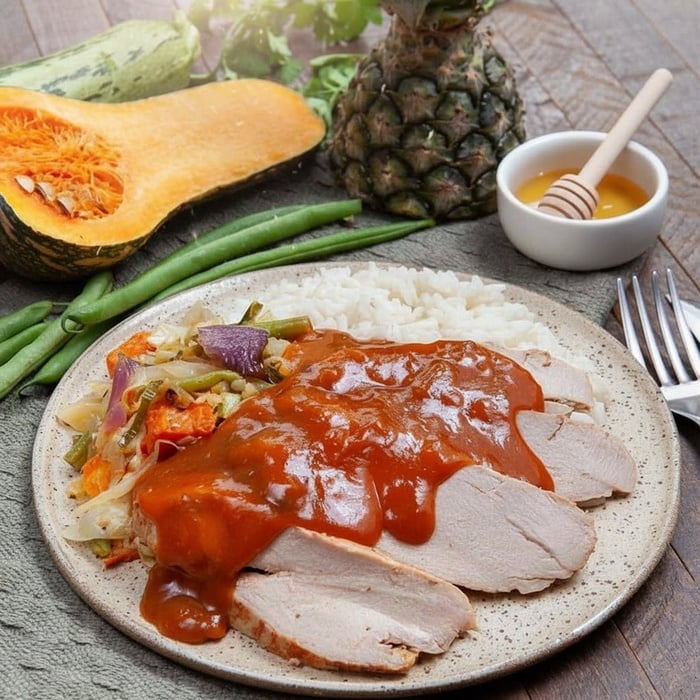Filé Mignon Suíno com Mel e Legumes L+