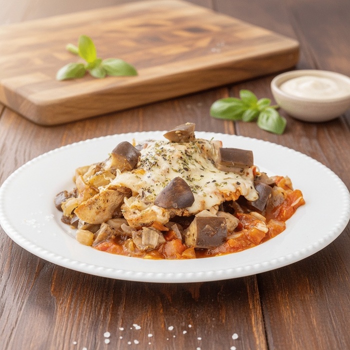 Frango com Berinjela à Parmegiana Low Carb
