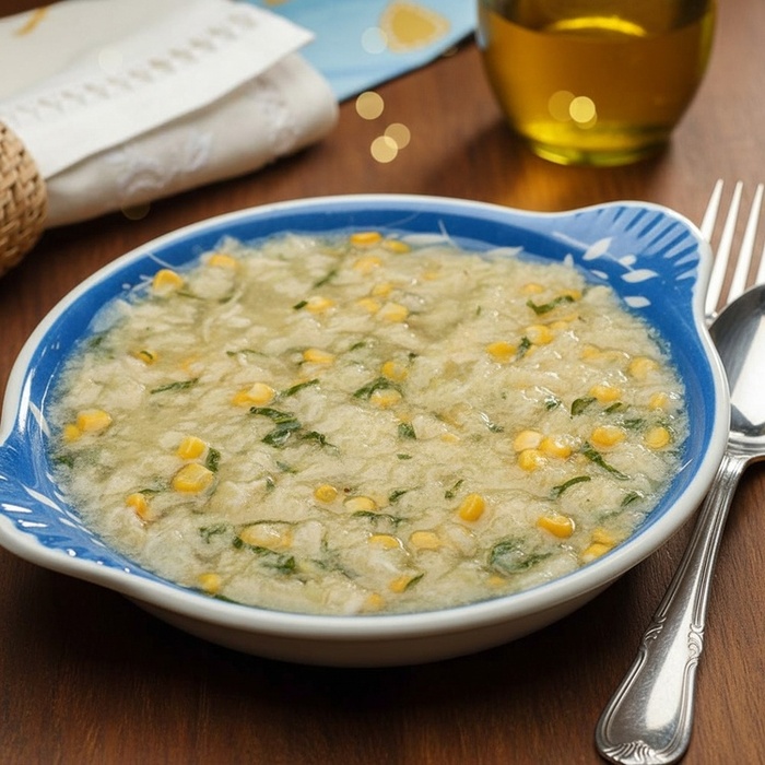 Sopa de Milho com Frango e Couve