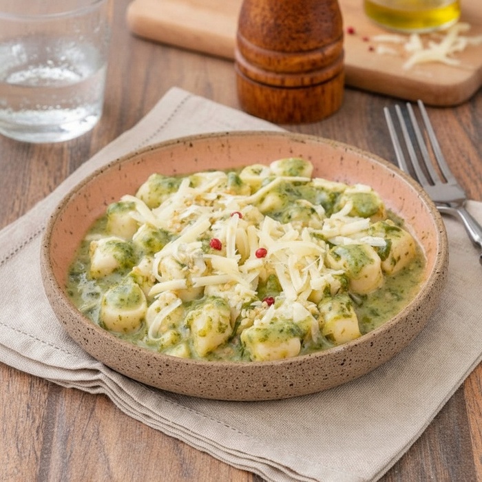 Nhoque de Ricota ao Molho de Espinafre
