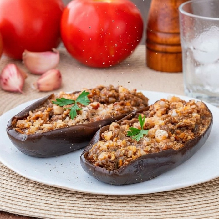 Berinjela Recheada com Carne Low Carb